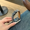 thumbnail image 3 of Band Compatible with Apple Watch 42/44/45/46/49mm, British Style Woolen PU Leather Stylish Plaid PU Leather Replacement Strap for iWatch Series 10 9 8 7 6 5 4 3 2 1 Ultra 1&2 SE,Brown/Black, 3 of 12