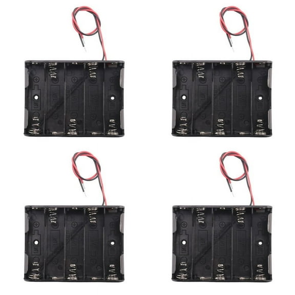 4pcs 5 X 1.5V AA Battery Slot Holder Case Box Wire Black