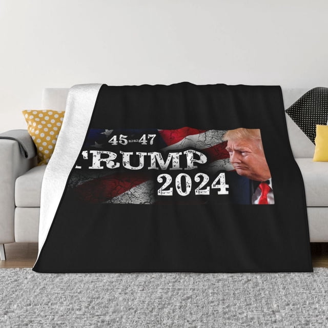 45 47 Manta polar con la bandera estadounidense Donald Trump 2024, súper suave y acogedora, manta de franela ligera y cómoda, mantas de felpa cálidas para sofá, sofá y cama