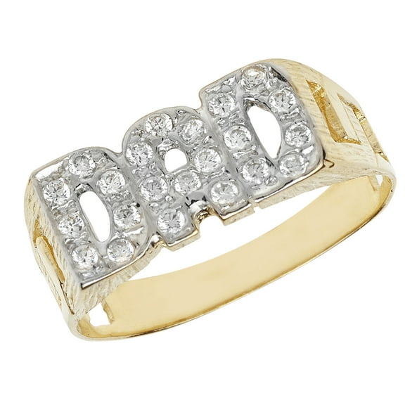 9k Gold Men Dad Ring with Cubic Zirconia/CZ