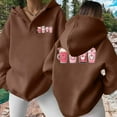 thumbnail image 2 of WEAIXIMIUNG Sweatshirts à Col Rond pour Femmes Bleu Marine et Imprimé Boisson Mode Hiver Sweat à Capuche Sans Poches, 2 of 5