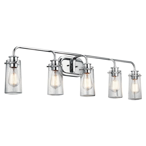 45461CH Kichler Lighting Braelyn - 5 Light Bath Vanity Approved for Damp Locations - with Vintage Industrial inspirations - 10 inches tall by 44