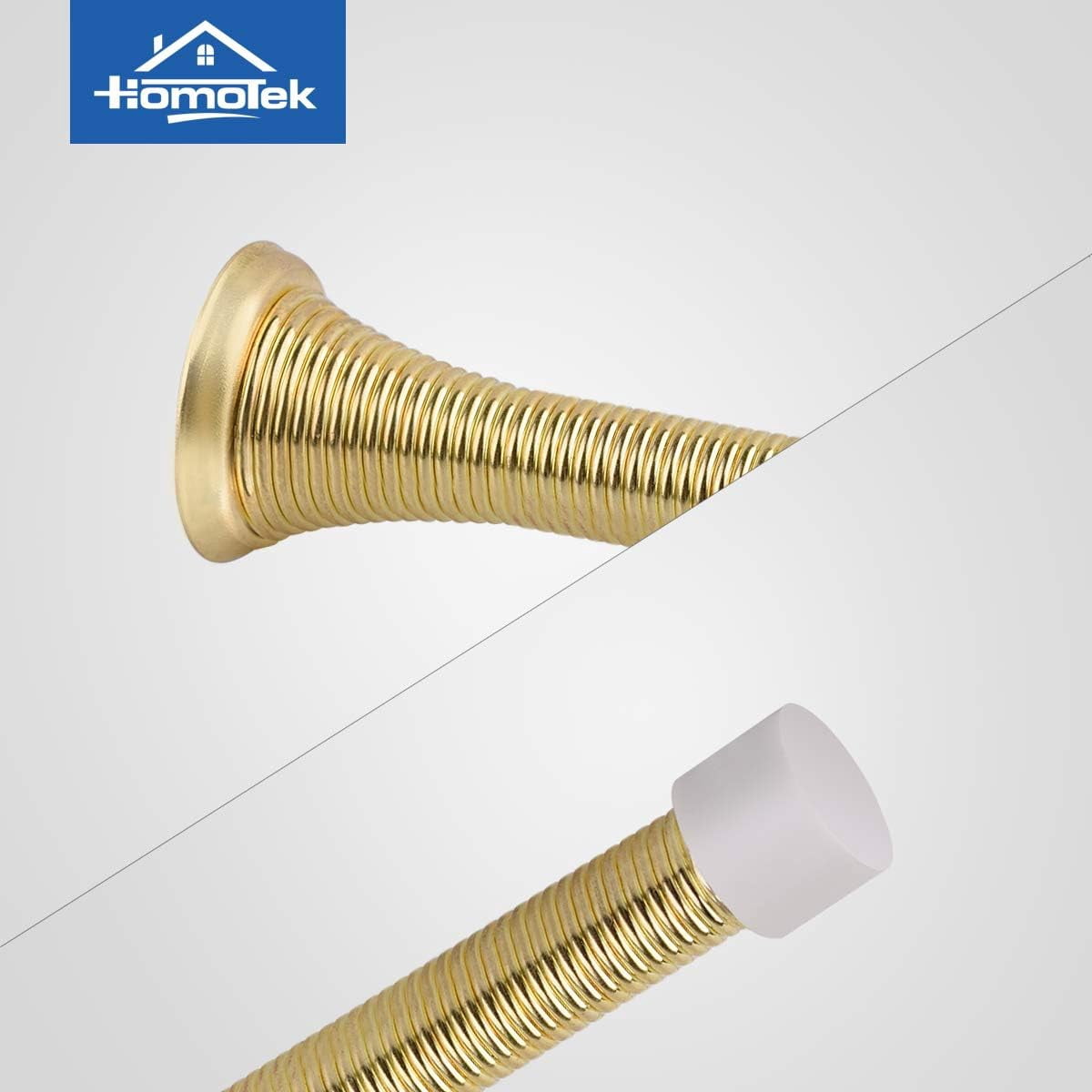 JJEAN-30 Pack Spring Door Stopper with Rubber Bumper 3-1/8" Flexible Spring Heavy Duty Wall Door Stop Low Mounted Door Bumper for Home (Bright Brass)