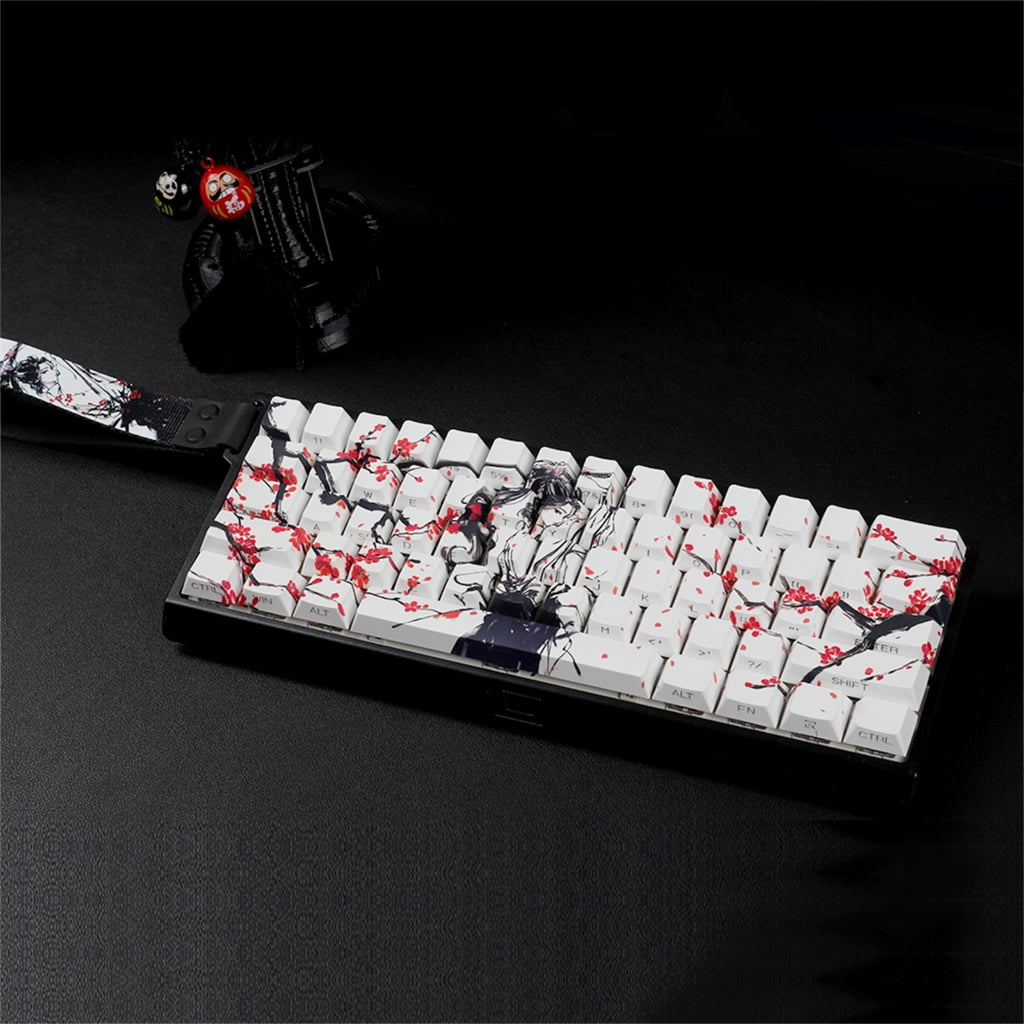 60% 68% PBT Keycaps Side Printed Plum Blossom Keycaps for Mechanical Keyboards