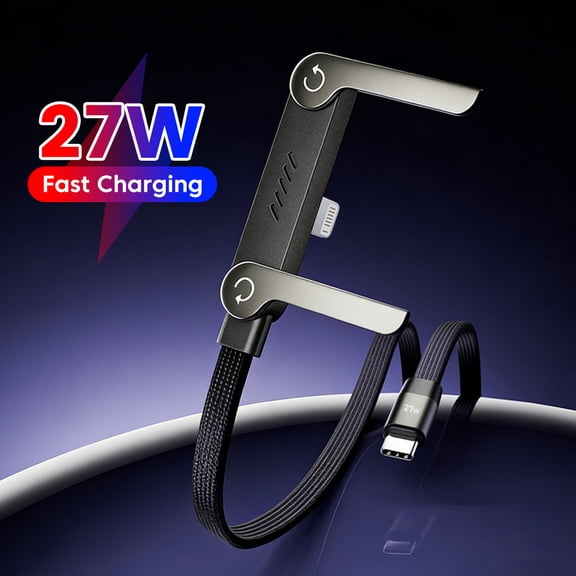 TYPPKMM 240W Pd to Lightning Fast Charging Cable with Foldable Stand Charge 2-in-1