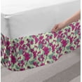 thumbnail image 2 of Floral Bed Skirt, Spring Blossoming Art Garden of Rose Flowers on Silhouettes Backdrop, Elastic Bedskirt Dust Ruffle Wrap Around for Bedding Decor, 4 Sizes, Pale Green and Magenta, by Ambesonne, 2 of 2