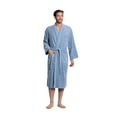 thumbnail image 3 of Turkuoise Men's Terry Cloth Robe 100% Premium Turkish Cotton Terry Kimono Collar, 3 of 5