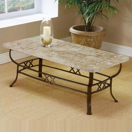 Hilale Brookside Ivory Coffee Table With Fossil Stone Top Hilale Brookside Ivory Coffee Table With Fossil Stone Top