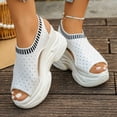 thumbnail image 3 of Rokment Platform Wedge Walking Sandals for Women Comfortable Breathable Athletic Mesh Knit Stretchy Chunky High Heels Slip on Fashion Sneakers Casual Open Toe Heeled Summer Shoes White Size 8.5, 3 of 6