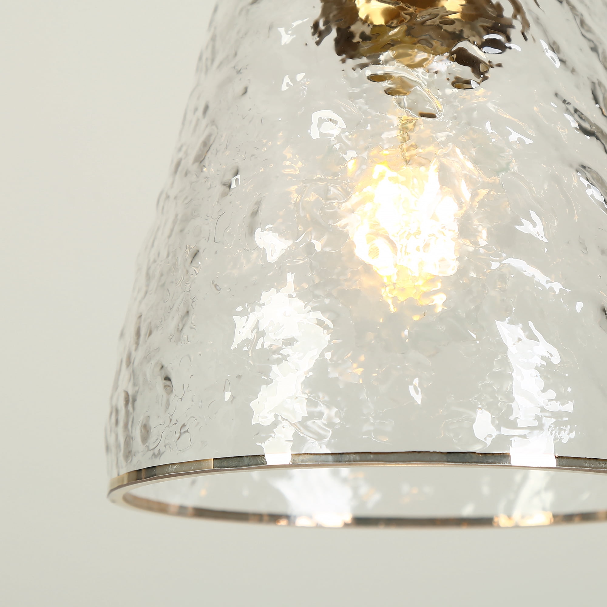 LNC Polished Brass Modern/Contemporary Ribbed Glass Bell LED Mini Hanging Pendant Light