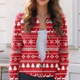 thumbnail image 5 of WTOBBY Women's Fashion Christmas Print Long Sleeve Knitted Cardigan Button Jacket, Festive and Cozy Holiday Sweater with Button Front for Winter Style,Deep Red L, 5 of 6