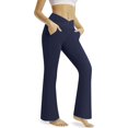 thumbnail image 4 of Susanny Womens Flare Leggings Crossover Yoga Pants High Waisted Tummy Control Workout Plus Size Full Length Casaul Pants Navy L, 4 of 8