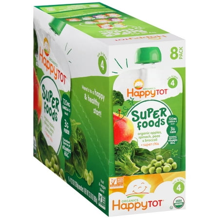 Photo 1 of (8 Pouches) Happy Tots Organic Superfood, Broccoli, Spinach, Pea & Apple, 4.22 oz