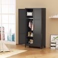 thumbnail image 6 of SUNCROWN Metal Wardrobe Cabinet with Wooden Handle, 72" Black Metal Wardrobe Closet with Hanging Rods and Adjustable Shelves, Clothing Storage Closet Cabinet for Home, Office, Employee, Gym, 6 of 12