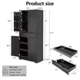 thumbnail image 4 of 72 Inch Fluted Kitchen Pantry Cabinet with Keyboard Drawers and 6 Door Shelves Adjustable, Modern Freestanding Storage Cupboard with Built-in Spice Rack for Bathroom, Dining Room and Entryway, Black, 4 of 9