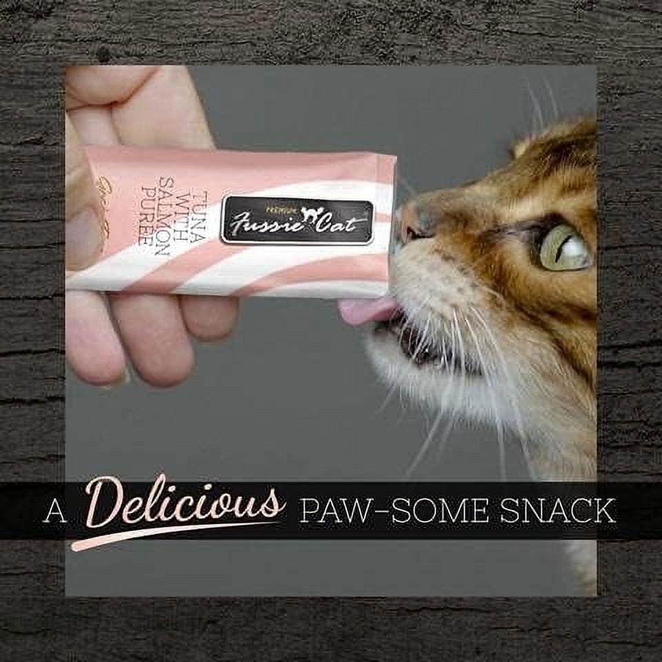Fussie Cat Puree Lickable Cat Treats: 1 Tuna with Salmon, 1 Tuna with Ocean Fish & 1 Tuna with Shrimp (3 Four-Tube Packs, 12 Tubes Total, 0.5 Oz per Tube)