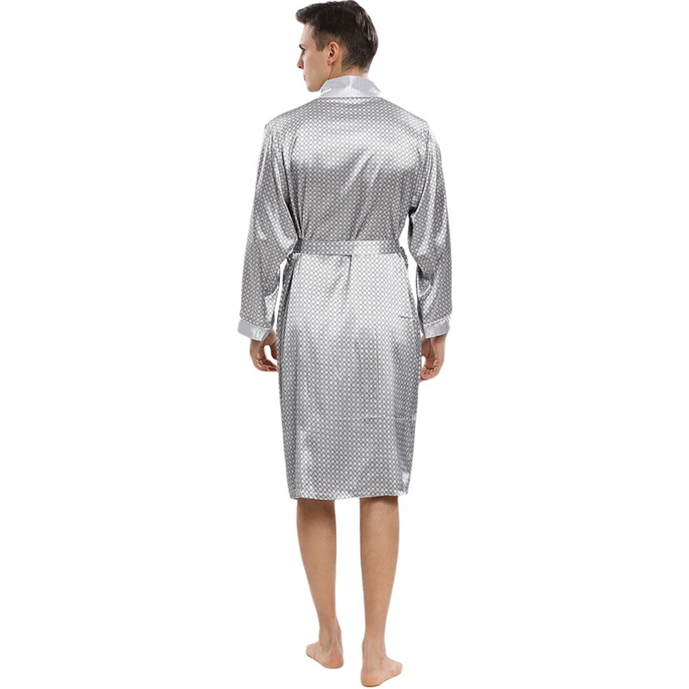Men Robe 2PCS Sets Faux Silk Satin Kimono Sleepwear Bathrobe Robe&Shor –  DressCulture