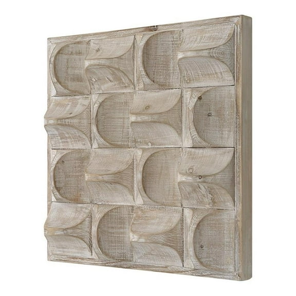 Bowery Hill Contemporary Fir Wood and MDF Wall Decor in Natural and Ivory