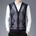 thumbnail image 2 of Bwdbhd Men's Sweater Vests Men's Cable Knit Sweater Vest V Neck Button Down Sleeveless Cardigan Vest Navy,M, 2 of 5