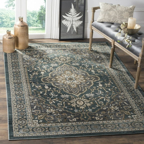 SAFAVIEH Lyndhurst Idella Floral Area Rug, Teal/Grey, 3'3" x 5'3"