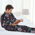 thumbnail image 6 of Lsque Roses Flowers Pattern Long Sleeve Pajama Set for Men - Soft 2-Piece Sleepwear and Loungewear Set with Pockets, Comfy Nightwear-X-Large, 6 of 7