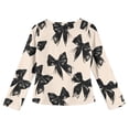 thumbnail image 4 of XADYUY Long Sleeve Shirts for Girls 10-12 Pleated Bownot Graphic Crewneck T Shirts for Girls Winter Basic Top for Girls Pleated Girls Tunic Tops,7-8 Years, 4 of 5