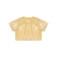 thumbnail image 4 of Sinleey Kids Girls Boys Shiny Sparkle T-Shirts Dance Crop Top Short Sleeve Cropped Tees Dance Gold 110, 4 of 7