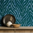 thumbnail image 5 of S4Sassy Animal Print Wallpaper - Removable Walls Covering, 25" x 120" Self-Adhesive Vinyl Wall Paper, Decorative Wallwrap, Easy DIY Walls Covering For Bedroom, Living Room, Living Spaces - Blue, 5 of 9