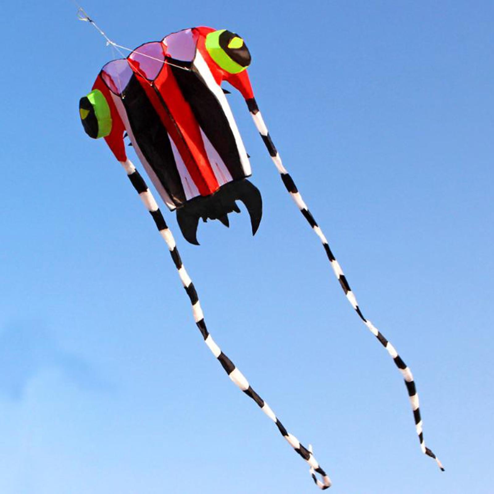 QccHieUs Trilobite Kite 98ft Line Cartoon Portable Soft Parafoil Kite for Children Adults