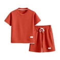 thumbnail image 7 of HAOTAGSBoys Outfit Sets, Short Sleeve T-Shirt & Elastic Waist Shorts with Pockets Summer Kids Fashion Clothes Orange Size 8, 7 of 7