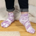 thumbnail image 5 of BambooMN Women's Girl Fuzzy Warm Fluffy Tie-Dye Colorful Fun Ankle Socks - Amethyst - 2 Pairs, 5 of 6