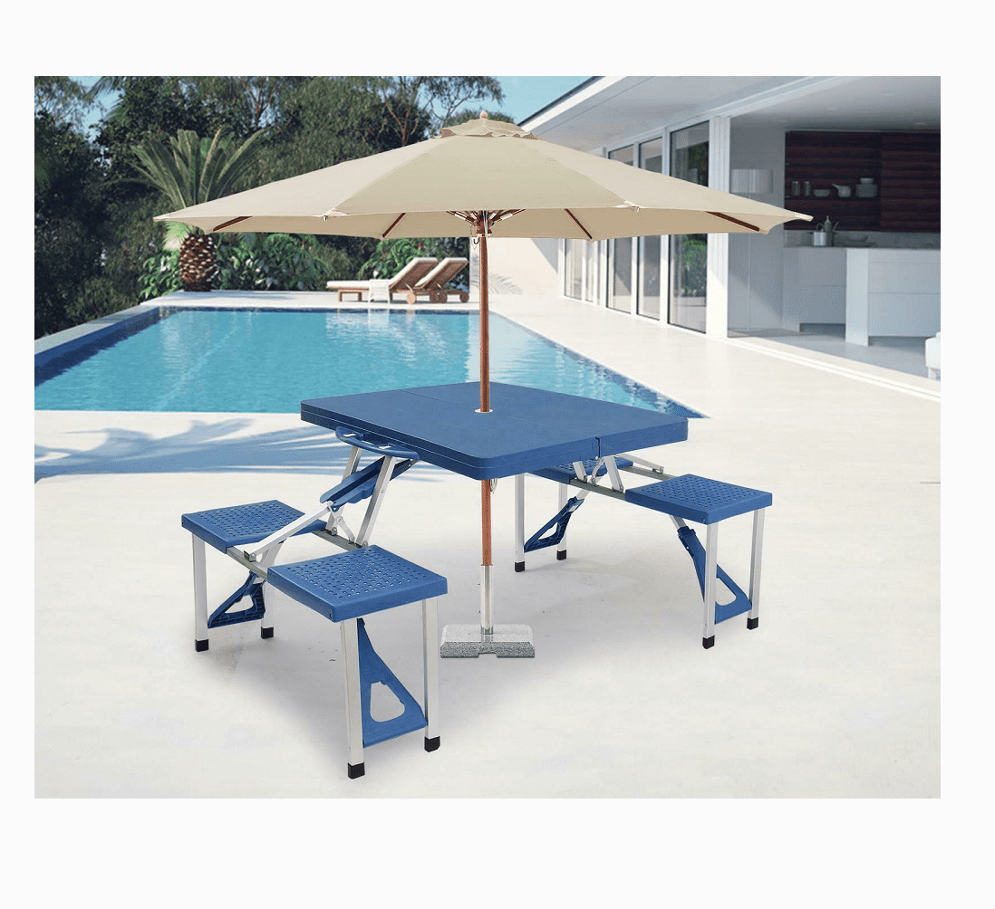 Aluminum Folding Camping Picnic Table With 4 Seats Portable Set Outdoor Garden 