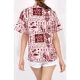 thumbnail image 3 of HAPPY BAY Women's Camp Tie-Front Shirt Hawaiian Tops XXL Red, Happy Girl Boho, 3 of 6