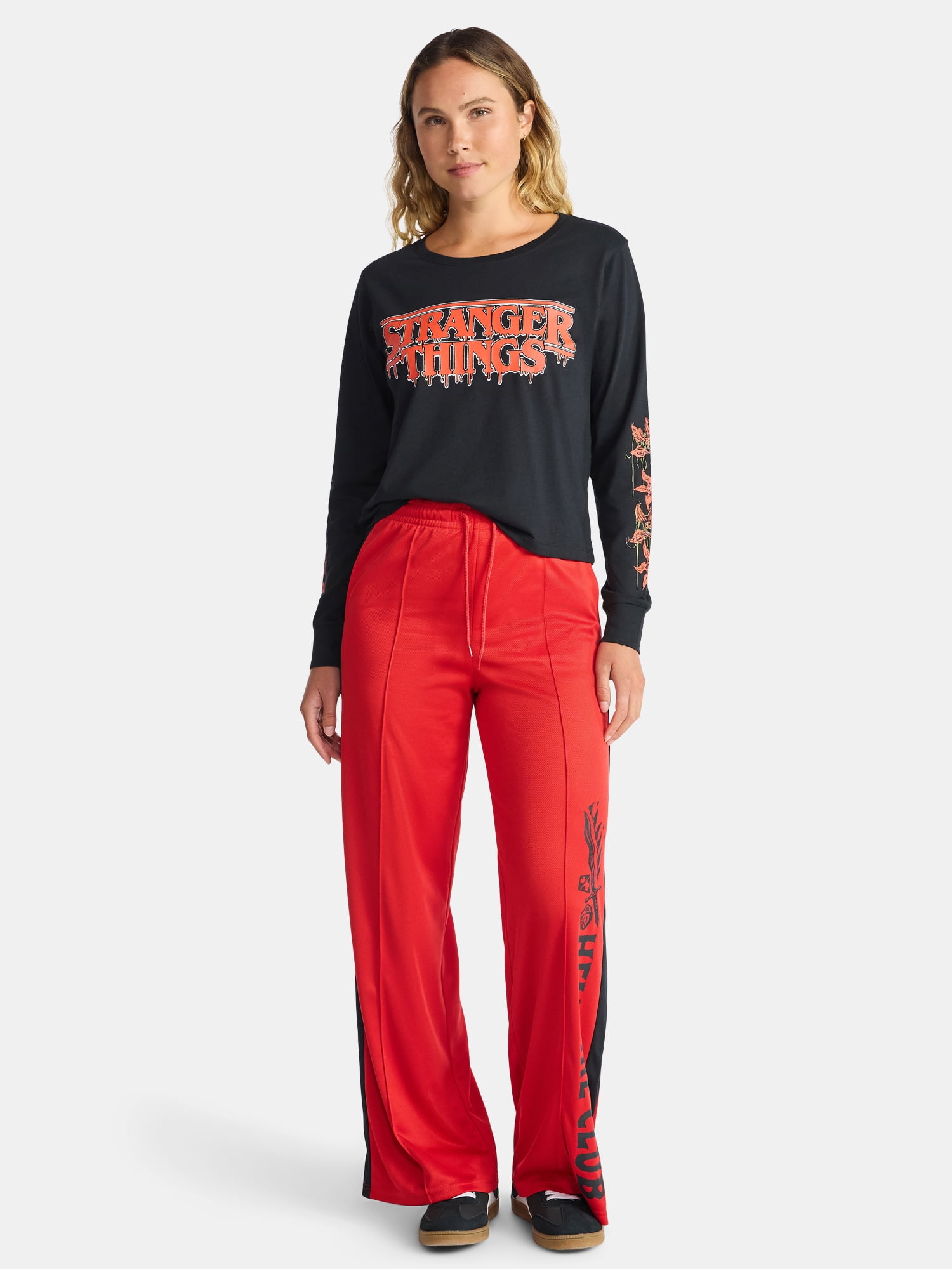 Stranger Things Graphic Cropped Tee with Long Sleeves, Women’s and Women’s Plus