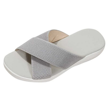 

ZIZOCWA Wedge Slide Sandals for Women Women Memory Foam Slip On Slippers Bow Fashion Spring Summer Women Slippers Flat Soft Sole Open Toe Lightweight 39
