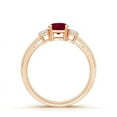 thumbnail image 2 of ANGARA Natural Round Ruby & Diamond Three Stone Engagement Ring in 14K Rose Gold for Women (Size-5mm) | July Birthstone, Birthday, Anniversary, Jewelry Gift for Women | Natural Ruby Ring, 2 of 9