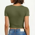 thumbnail image 4 of Blczomt Tops for Women Short Sleeve Workout Crop Basic Tees Bow Tie Going Out Summer Green Crew Neck Ladies Blouses, 4 of 7