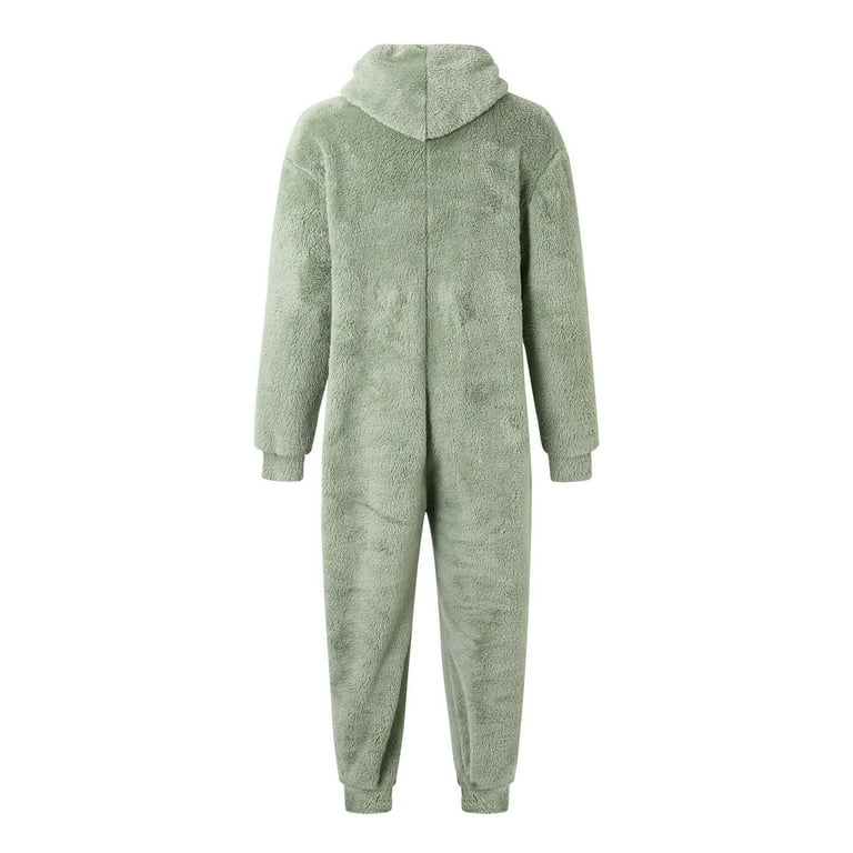 Mens Pajamas Set Fleece One Piece Footed Pajamas Plush Adult