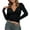 Black, variant on Bibifish Womens T-Shirts Deep V Neck Half Button Down Casual Slim Fit Knitted Crop Tees Fall Winter Long Sleeve Trendy Ladies Tops