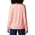 thumbnail image 2 of Columbia Women's Tidal Tee PFG Stacked Logo Long Sleeve, Tiki Pink/Kona Fill, X-Small, 2 of 9