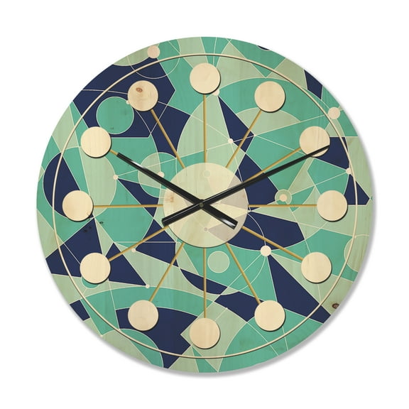Designart 'Geometrical Retro Grid II' Mid-Century Modern Wood Wall Clock