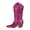 Hot Pink, variant on Women's Mid Calf Boots Embroidered Pointed Toe Chunky Heel Wide Calf Pull on Western Cowboy Cowgirl Boots