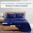 thumbnail image 3 of Casa Platino Split King Size Bed Sheets Set - Washed Ultra-Soft Microfiber Split King Bed Sheets - Extra Soft - 5 Piece Set - Bedding Sheets & Pillowcases, Split King-Navy, 3 of 9