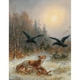 thumbnail image 2 of Moritz Müller 20x24 Gold Ornate Framed and Double Matted Museum Art Print Titled - A Fox Defends His Prey, 2 of 4