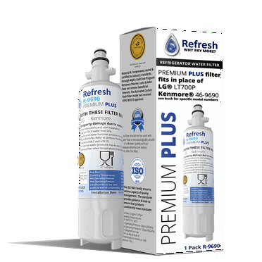 Refresh NSF-53 Premium Replacement Refrigerator Water Filter Compatible with Kenmore 46-9690, ADQ36006102 and LG LT700P, ADQ36006101 - Model R-9690Plus / R-9690Plus-S (1 Pack)