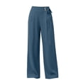 thumbnail image 4 of JYnXIANTI Wide Leg Pants for Women Loose Flowy High Waist Pants Breathable Beach Trousers Travel Outfit with Pockets(Blue,Small), 4 of 7