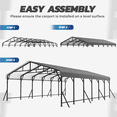 thumbnail image 7 of Erommy Metal Carport 20x30 FT, Heavy Duty Steel Carport with Galvanized Roof and Powder-Coated Frame for Car ,Truck and Boat, 7 of 7