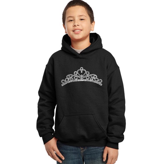 LA Pop Art Boy's Word Art Hooded Sweatshirt - Princess Tiara