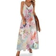 thumbnail image 1 of Vestido sin mangas con estampado floral elegante de acuarela rosa verde azulado romántico Falda de verano para mujer Vestido de fiesta de lujo para mujer, 1 of 7