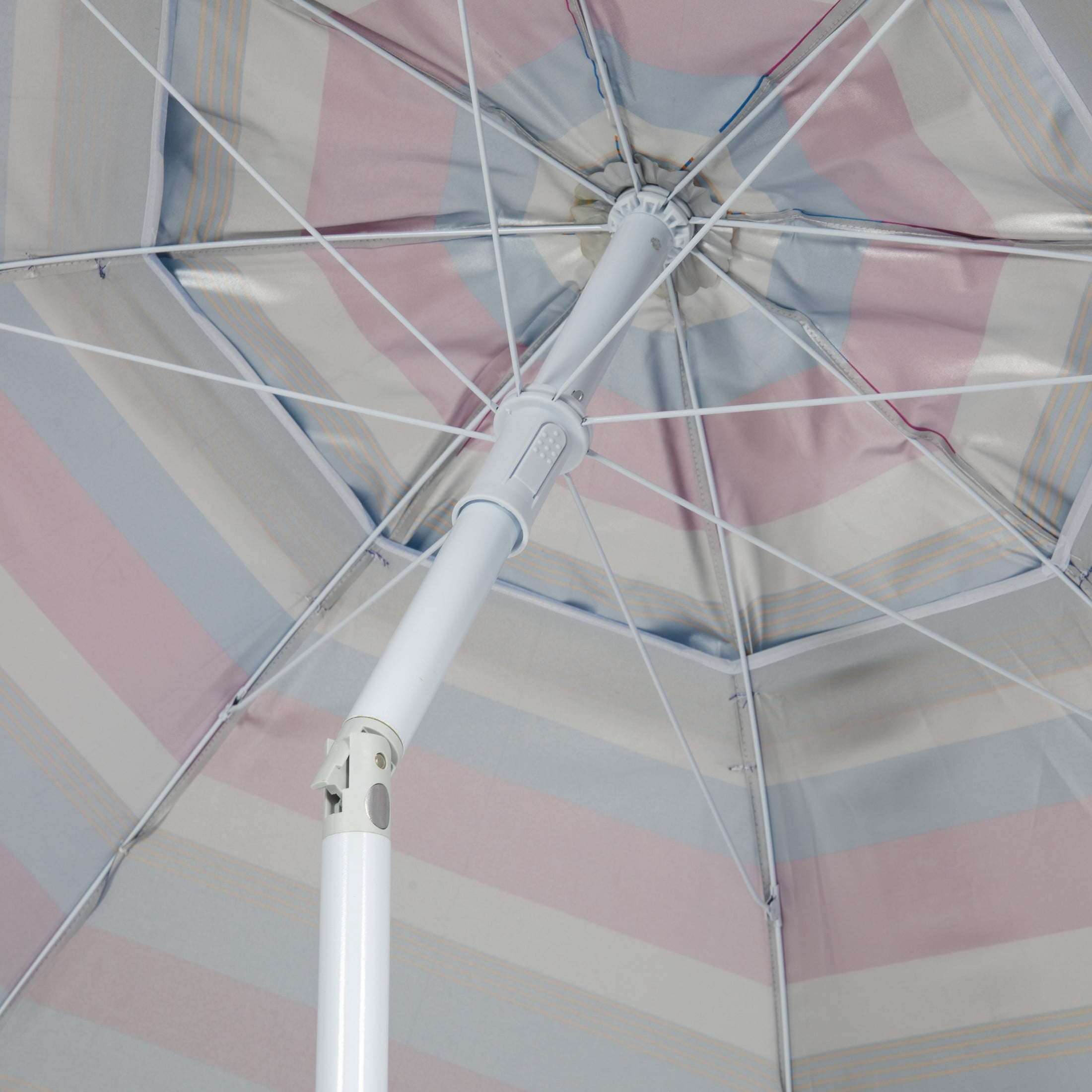 1 New Rio Brands 7' UPF 50+ Beach Umbrella with Integrated Sand Anchor, Multicolor